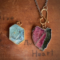 Watermelon Tourmaline Slice Pendant